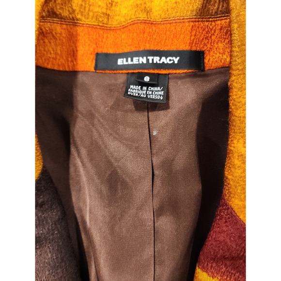 EllenTracy Silk & Wool Open Blazer  Sz 8 VTG 90s All Seasons Serengeti Sunset - Picture 10 of 12